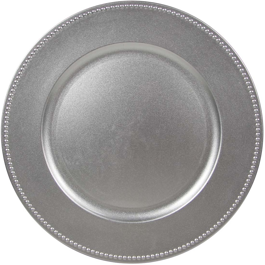 CROWN DINNERWARE 13 IN CHARGER PLATE SILVER