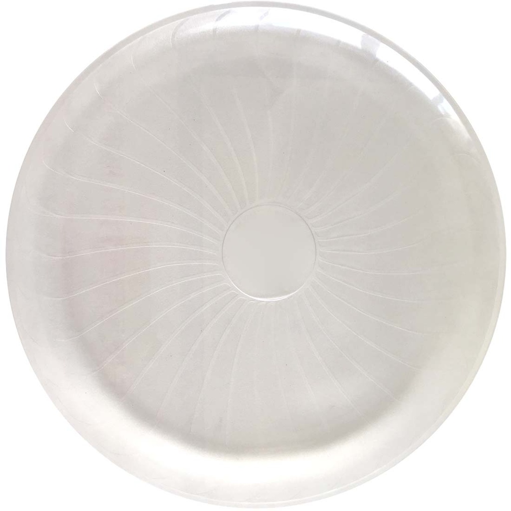 CROWN DINNERWARE 14 IN CRYSTAL PLASTIC TRAY ROUND