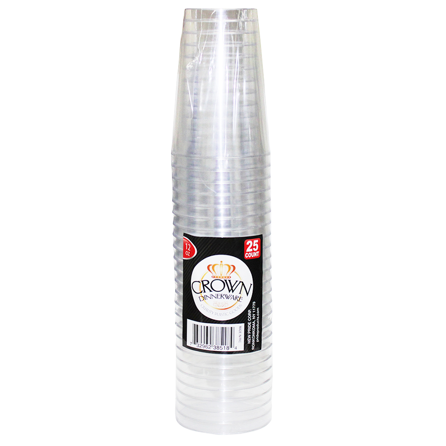 CROWN DINNERWARE PLASTIC CUP 12 OZ 25 CT