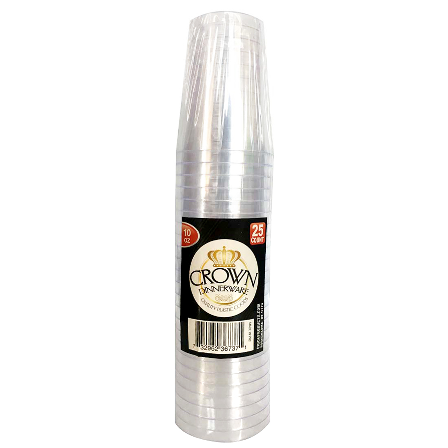 CROWN TUMBLER CLEAR PLASTIC 10 OZ 25 PK