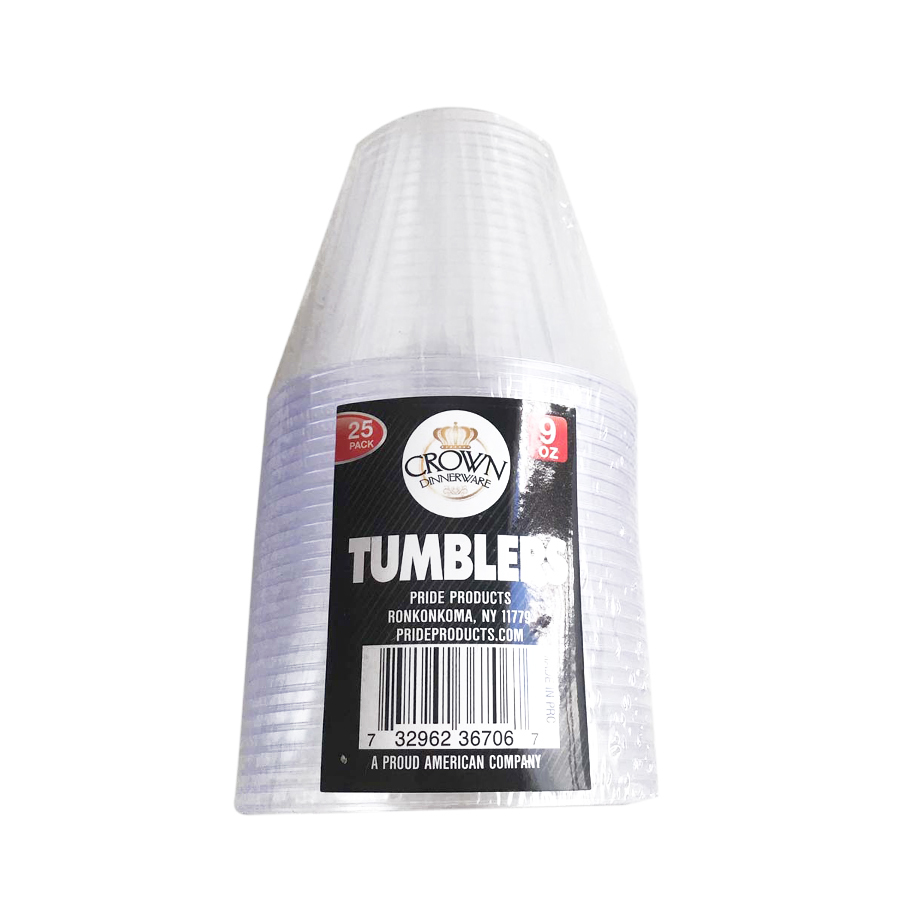 CROWN TUMBLER PLASTIC 9 OZ 25 PK