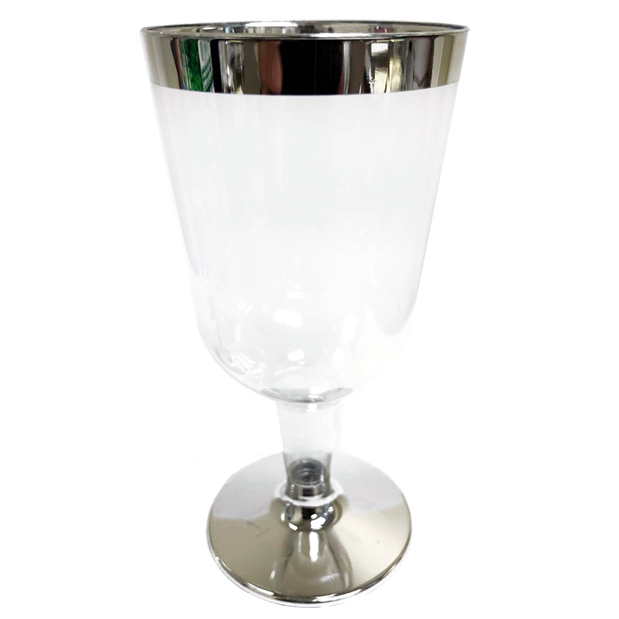 CROWN WINE GLASS 4 PZ 4PK WITH SILVER EDGE