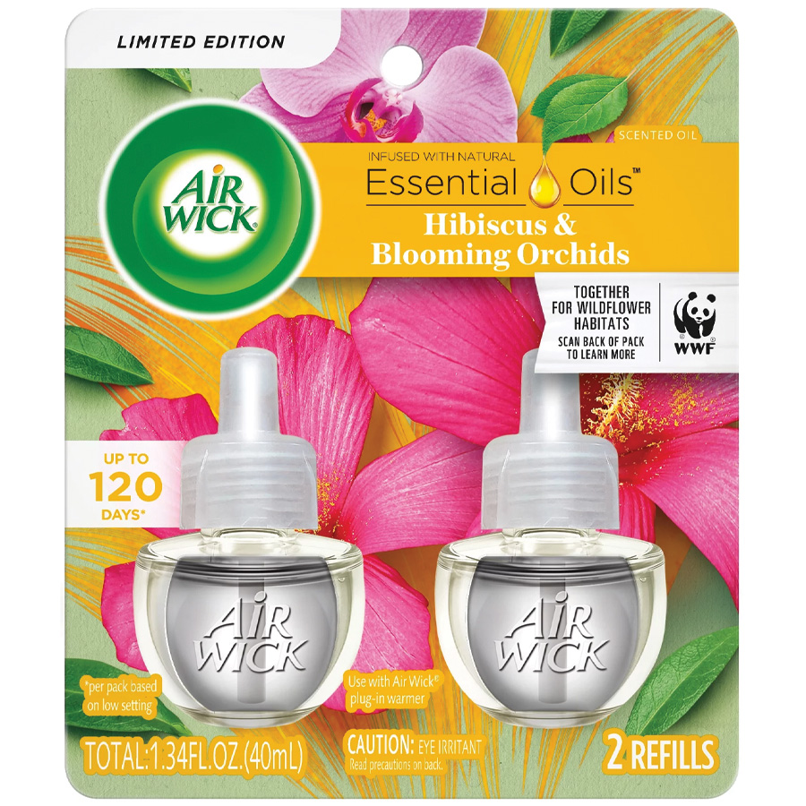 AIR WICK SCENTED OIL REFILL 2 PK 1.34 OZ HIBISCUS & BLOOMING ORCHIDS