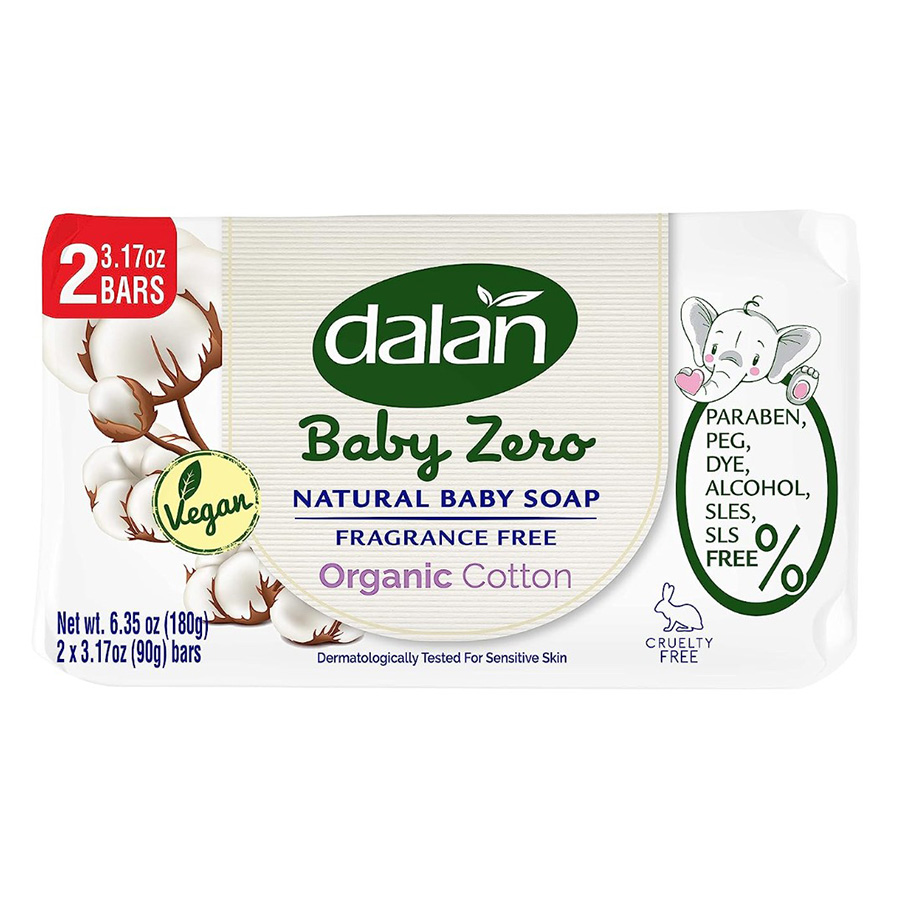 DALAN BAR SOAP 90 GR 2PK BABY ZERO ( FRAGRANCE FREE) ORGANIC COTTON
