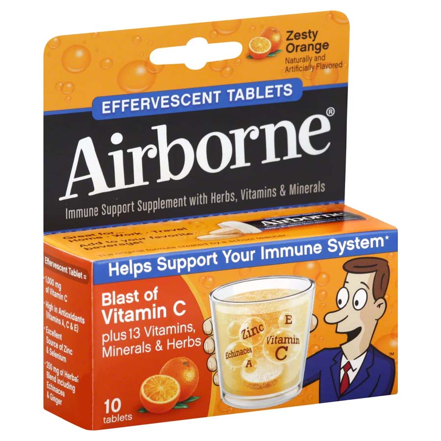 AIRBORNE EFFERVESENT 10 CT TABLETS ZESTY ORANGE