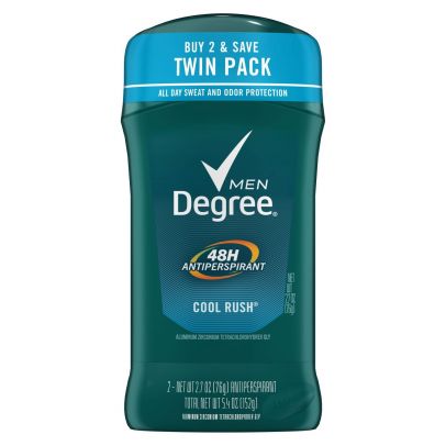DEGREE DEODORANT STICK 2.7 OZ MEN 2 PK COOL RUSH 48 HOUR ANTIPERSPIRANT