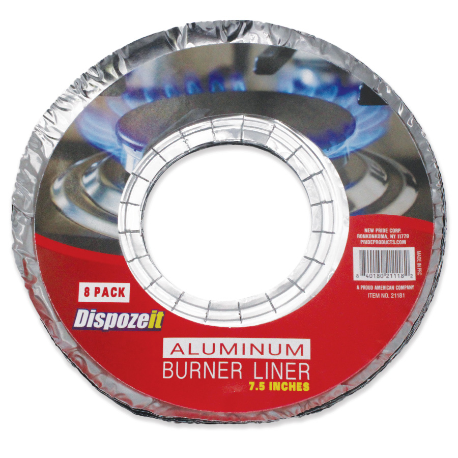 DISPOZEIT ALUMINUM BURNER LINER 7.5 IN 8 PK ROUND