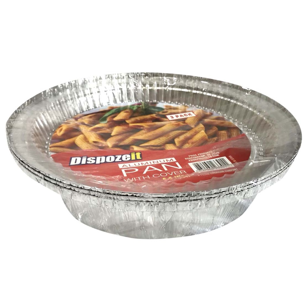 DISPOZEIT ALUMINUM CONTAINER 8.5 IN 3 PK WITH COVER