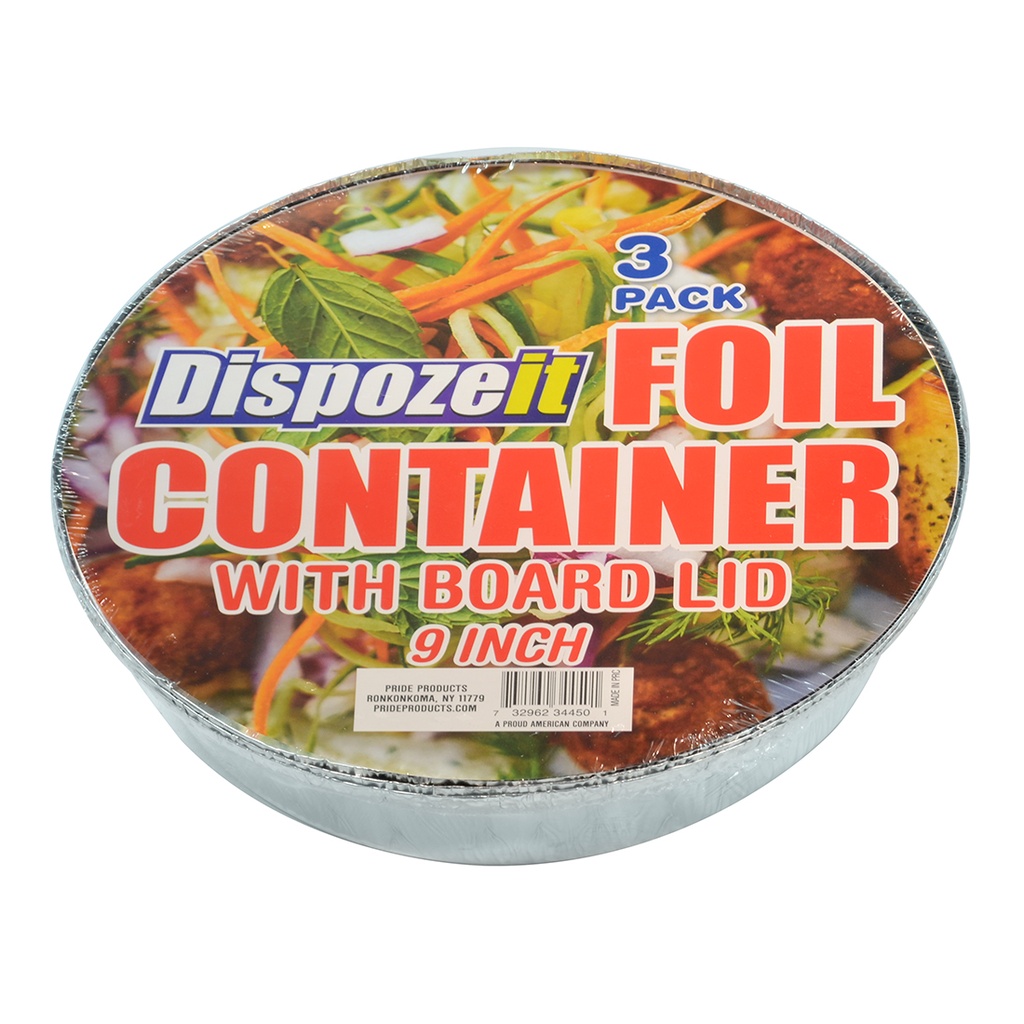 DISPOZEIT ALUMINUM CONTAINER 9 INCH 3 PK WITH BOARD LID