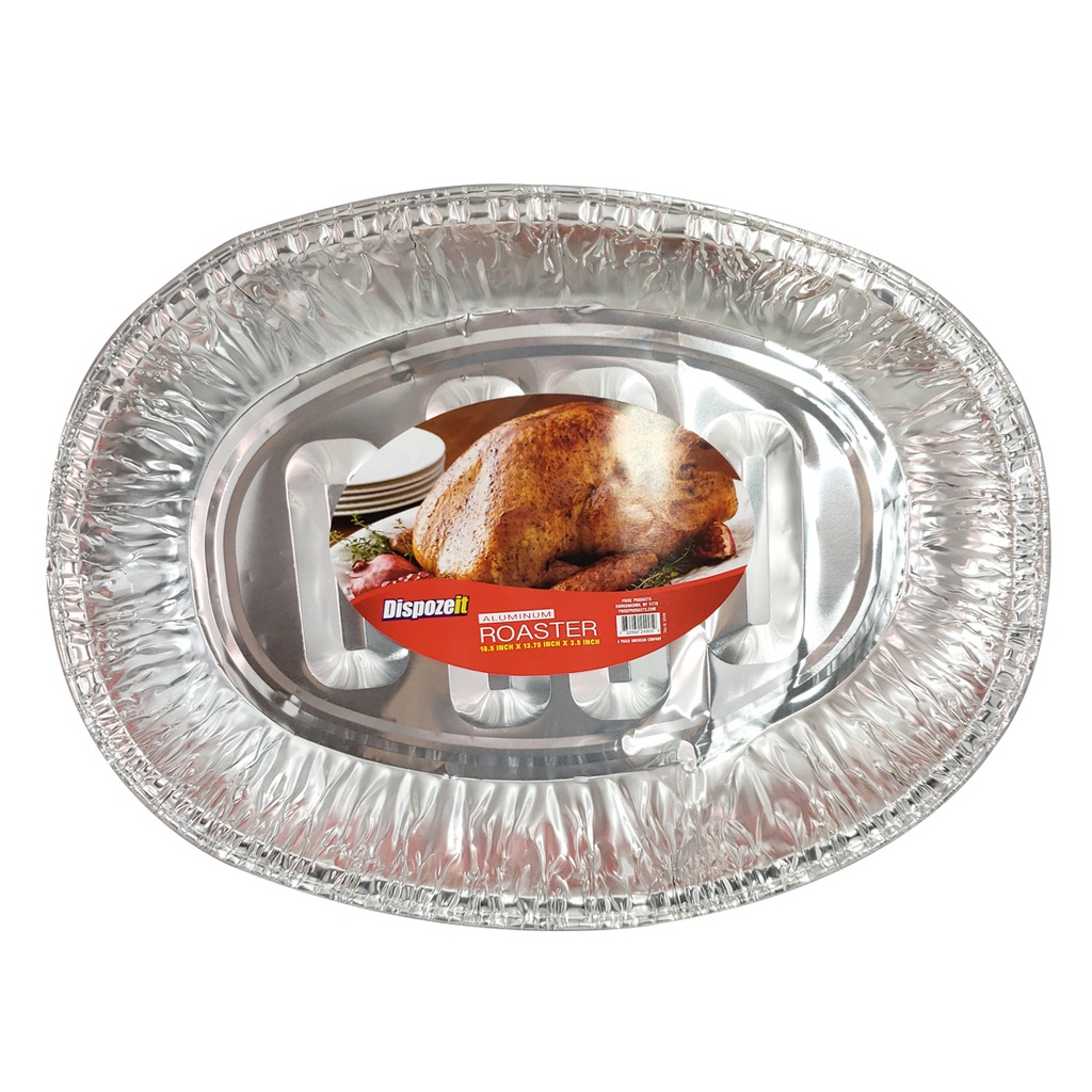 DISPOZEIT ALUMINUM OVAL ROASTER PAN 18.5 X 13.75 X 3.25 INCHES JUMBO