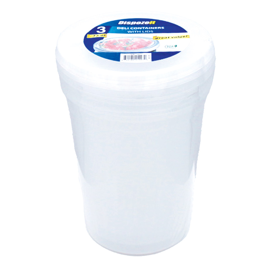 DISPOZEIT DELI CONTAINER 32 OZ 3 PK ROUND WITH LID