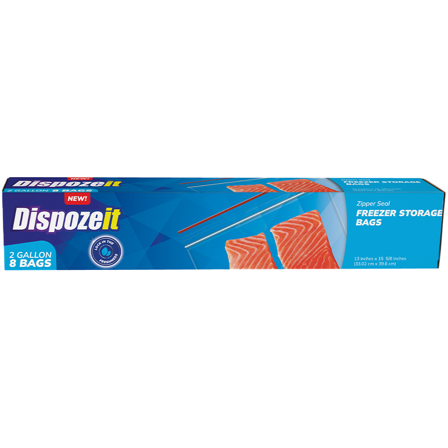 DISPOZEIT DISPOSIABLE FREEZER STORAGE BAG 2 GL 8 CT ZIPPER SEAL REGULAR