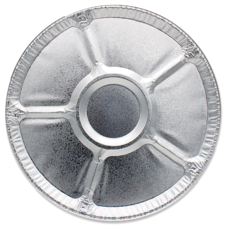 DISPOZEIT FOIL CATERING TRAY 16 IN ROUND WITH 6 COMPARTMENTS