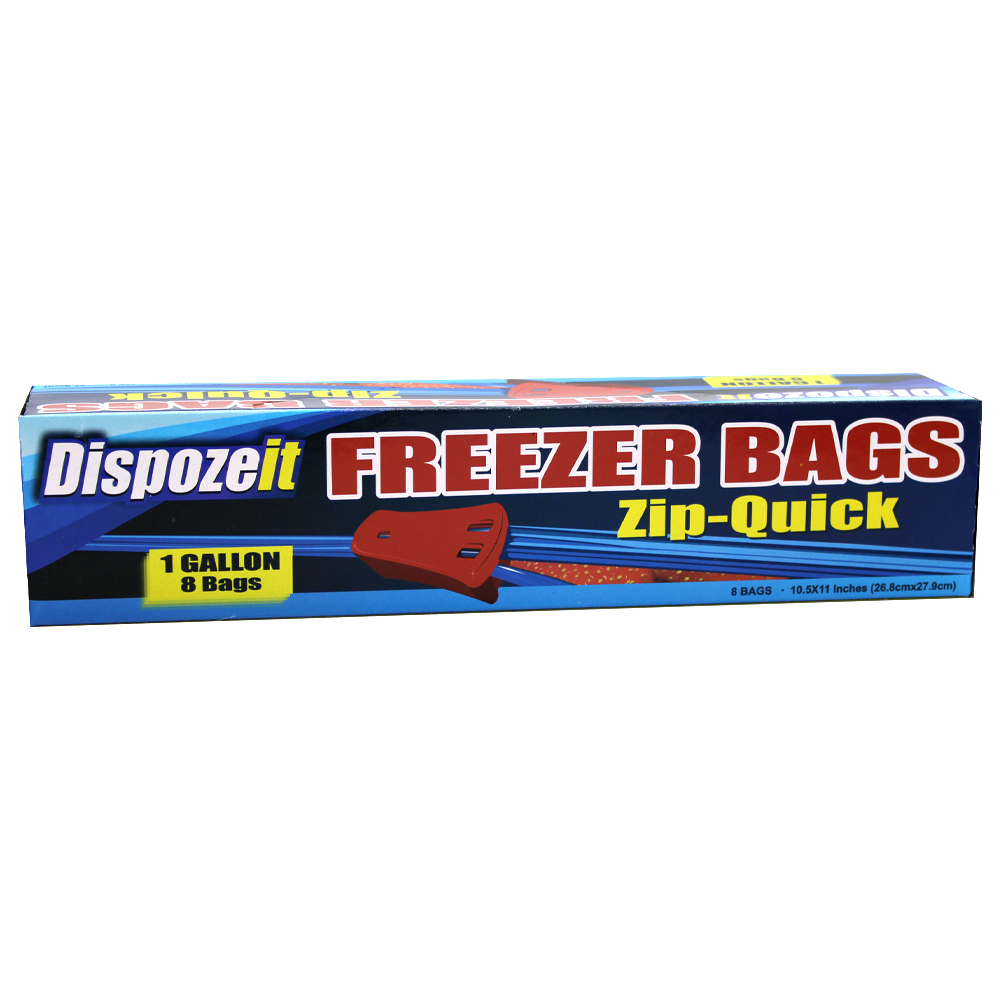 DISPOZEIT FREEZER BAG 1 GL 8 CT ZIP QUICK CLOSURE
