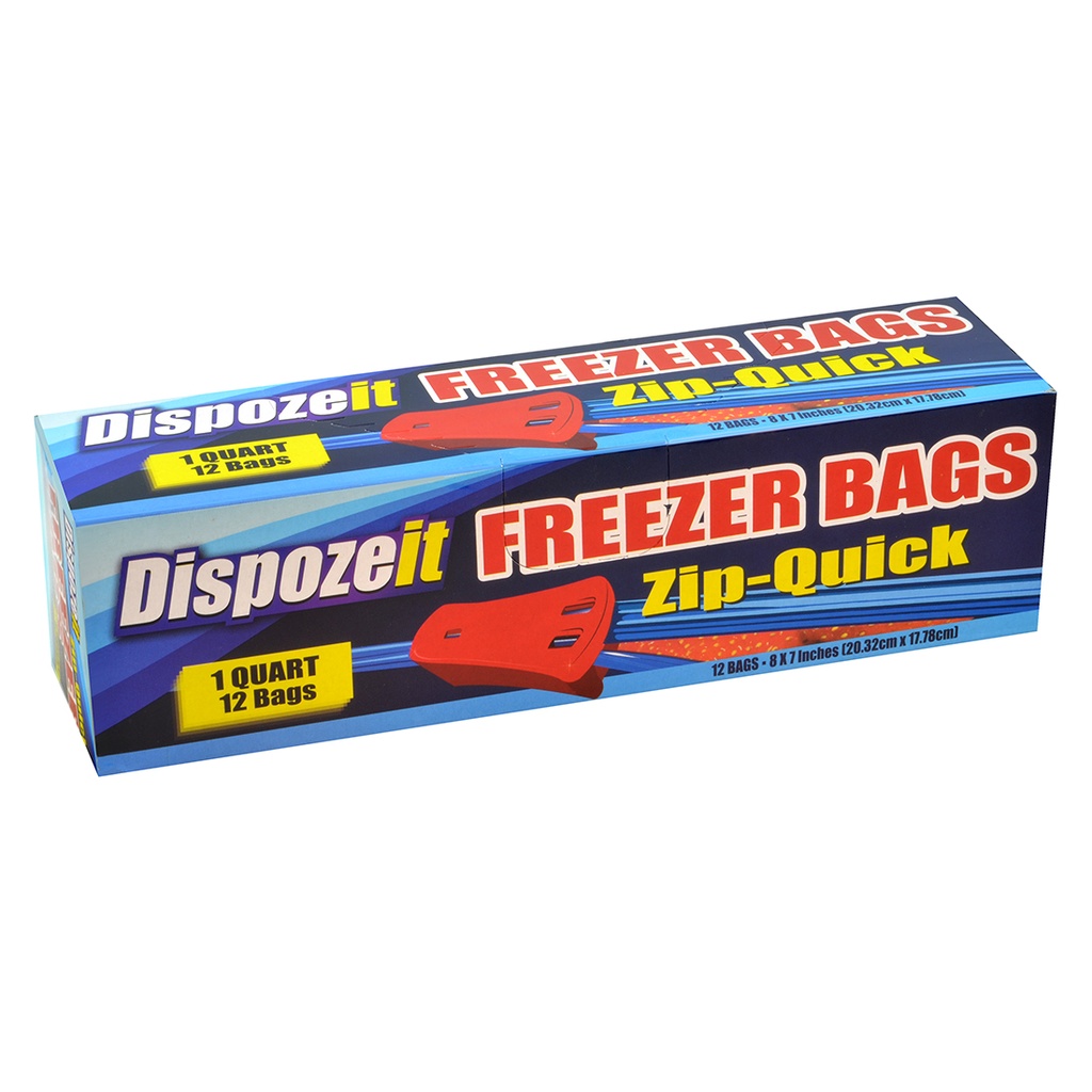 DISPOZEIT FREEZER BAG 1 QT 12 CT ZIP QUICK CLOSURE
