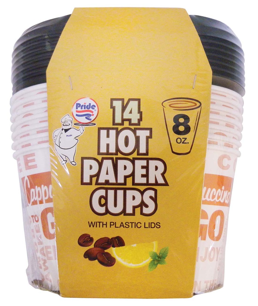DISPOZEIT HOT PAPER CUP 8 OZ 14 PK WITH LIDS