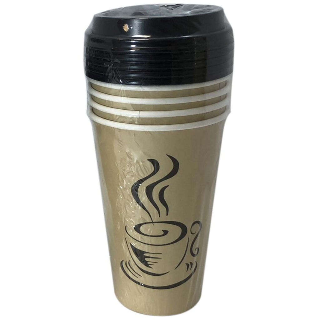 DISPOZEIT HOT PAPER CUPS 16 OZ 5 CT WITH 5 LIDS