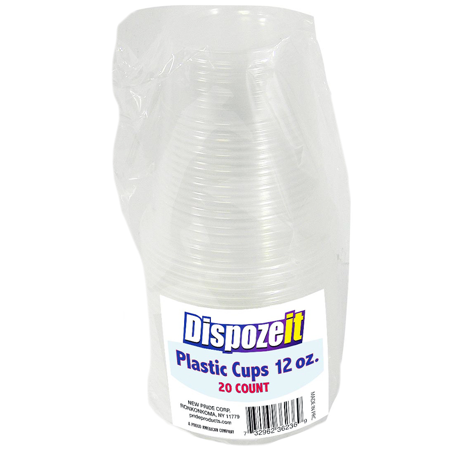 DISPOZEIT PLASTIC CUP 12 OZ 20 CT CLEAR