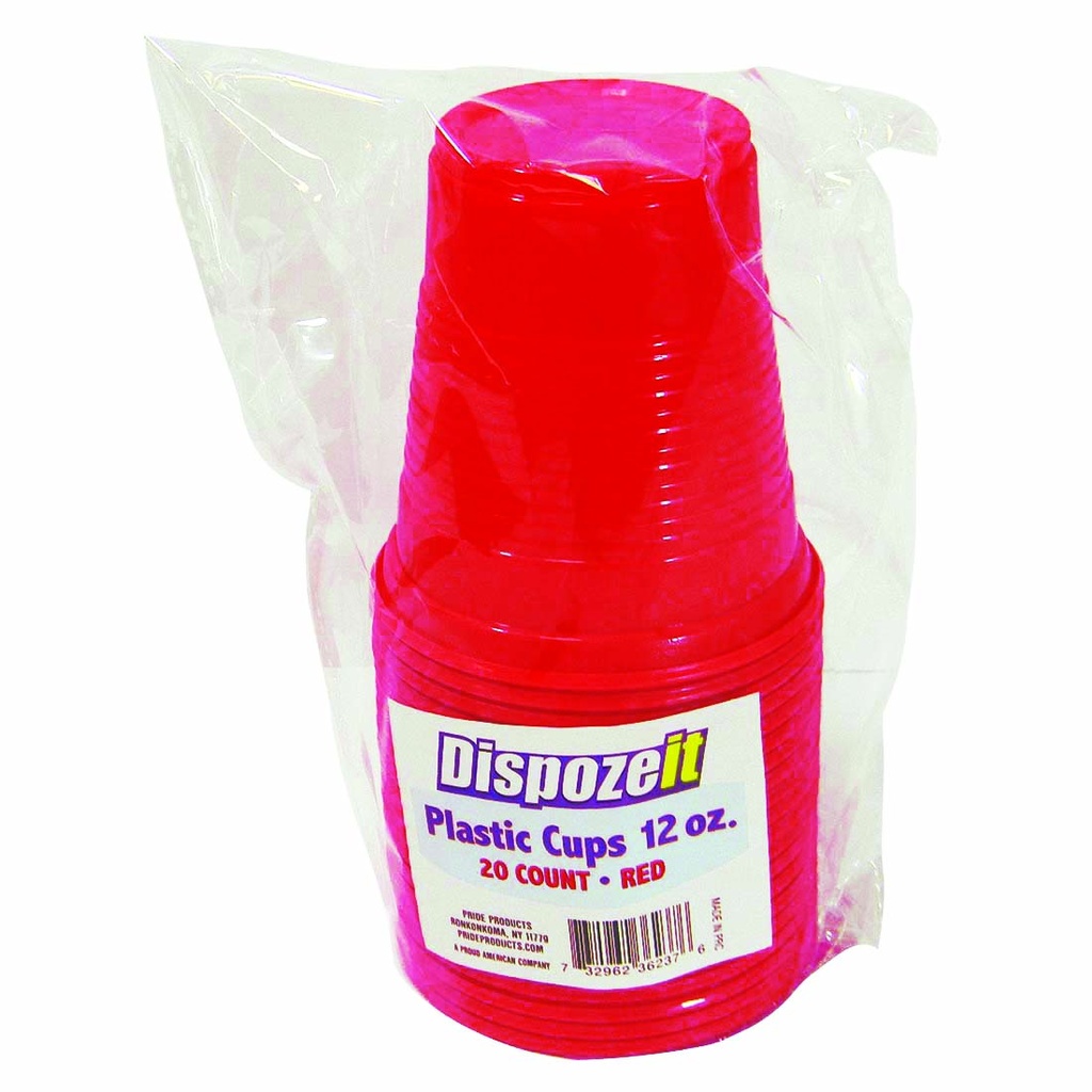 DISPOZEIT PLASTIC CUP 12 OZ 20 CT RED
