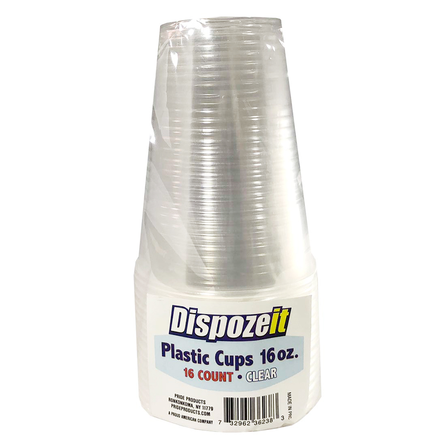 DISPOZEIT PLASTIC CUP 16 OZ 16 CT CLEAR