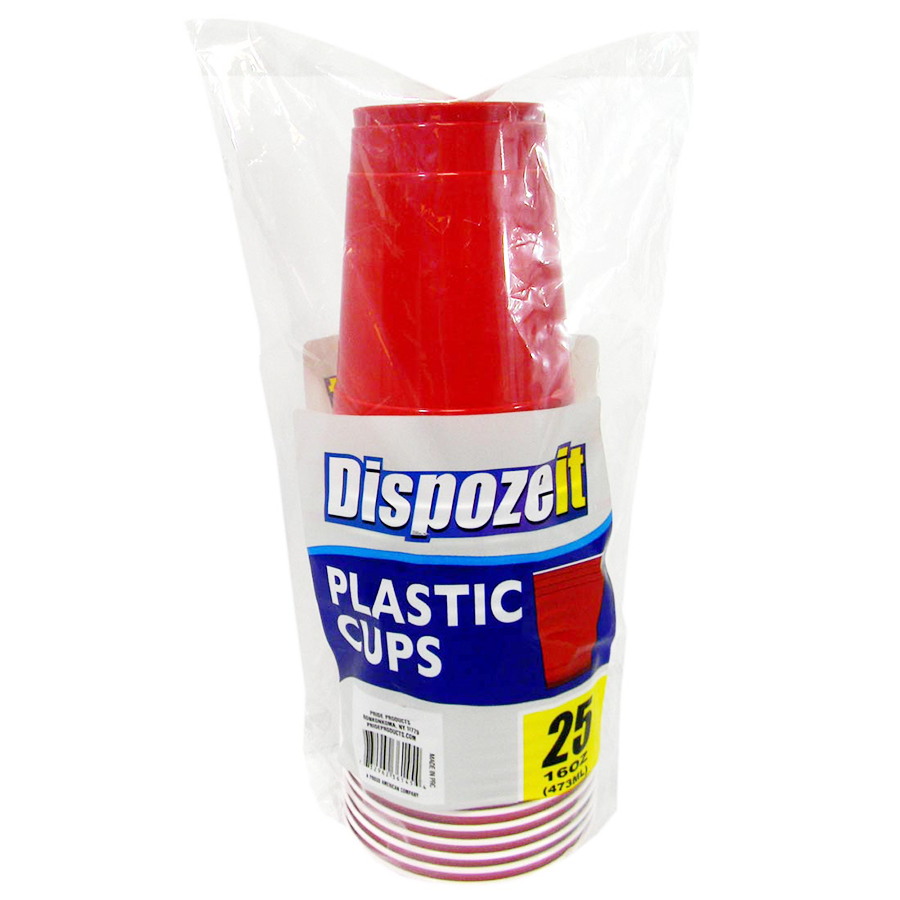 DISPOZEIT PLASTIC CUP 16 OZ 25 CT RED