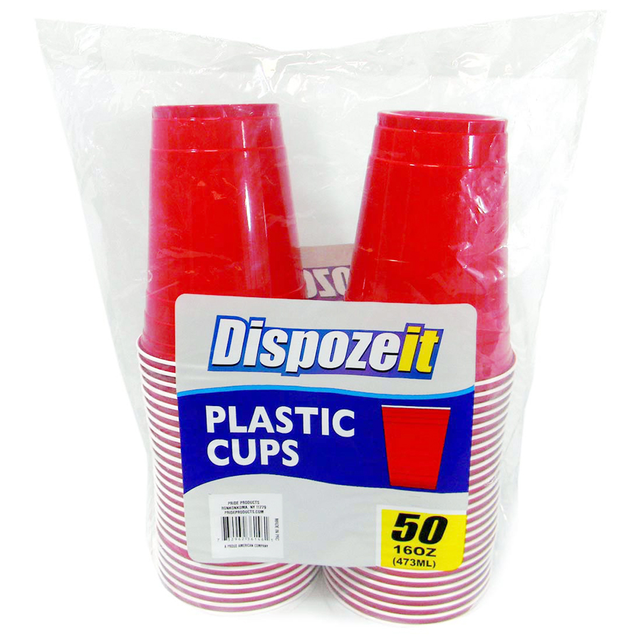 DISPOZEIT PLASTIC CUP 16 OZ 50 CT RED COMPARES TO SOLO
