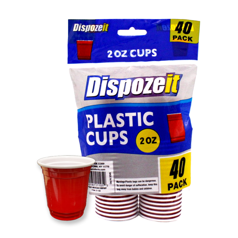 DISPOZEIT PLASTIC CUP 2 OZ 40 CT 2.5 G REGULA 2 TONE RED & WHITE