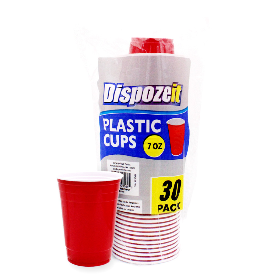 DISPOZEIT PLASTIC CUP 7 OZ 30 CT 4.8 G REGULA 2 TONE RED & WHITE