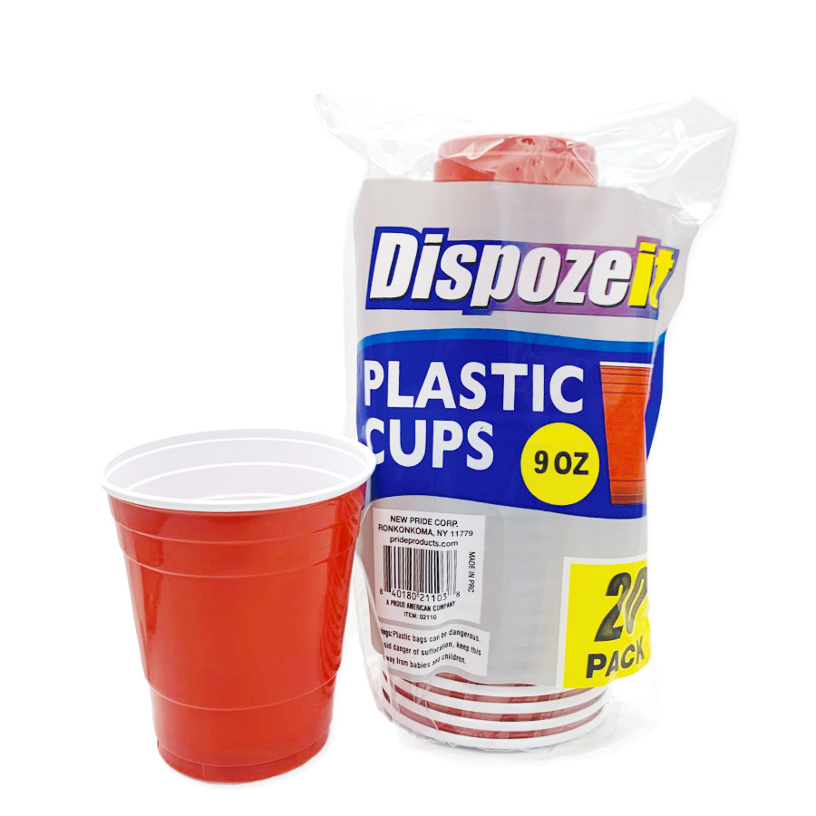 DISPOZEIT PLASTIC CUP 9 OZ 20 CT 5 G REGULA 2 TONE RED & WHITE