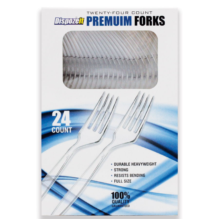 DISPOZEIT PLASTIC CUTLERY 24 CT HEAVY DUTY FORK BOXED