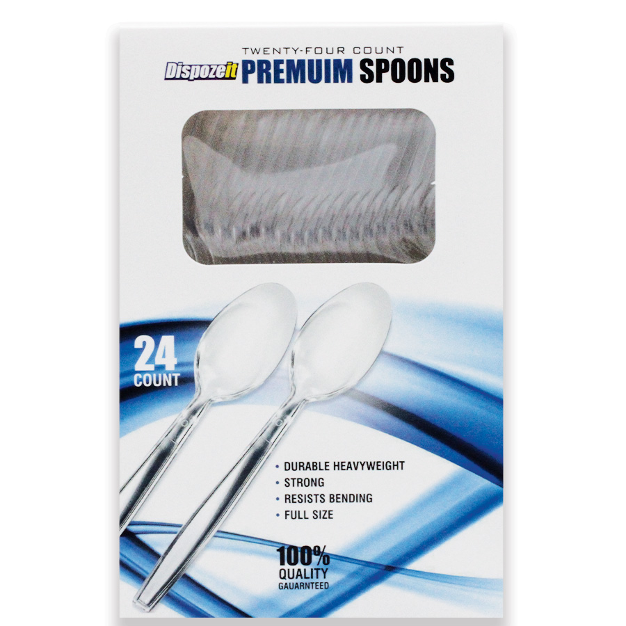 DISPOZEIT PLASTIC CUTLERY 24 CT HEAVY DUTY SPOON BOXED