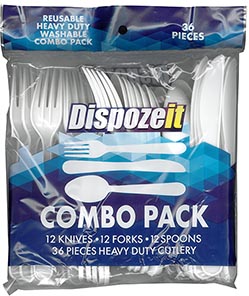 DISPOZEIT PLASTIC CUTLERY 36 CT HEAVY DUTY COMBO