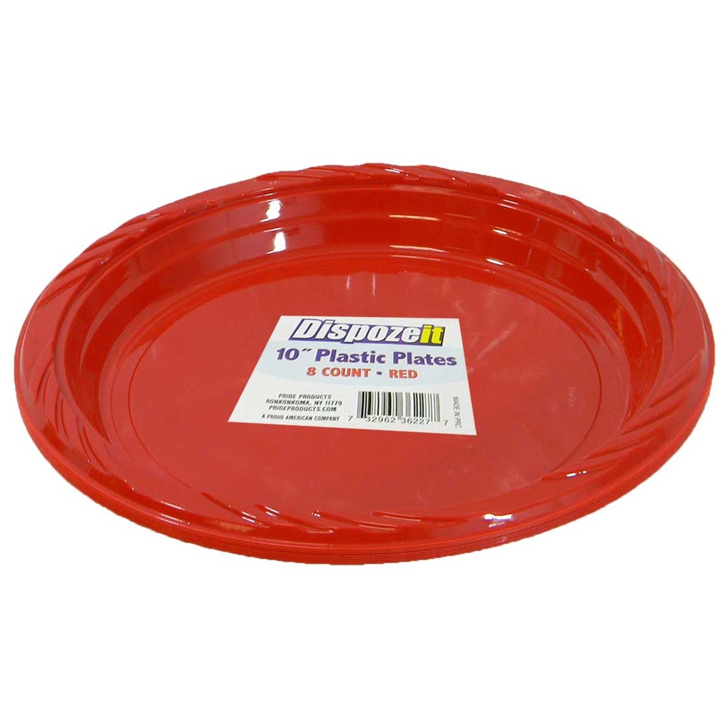 DISPOZEIT PLASTIC PLATE 10 IN 8 CT RED