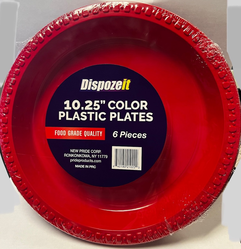 DISPOZEIT PLASTIC PLATE 10.25 IN 6 CT 22G RED