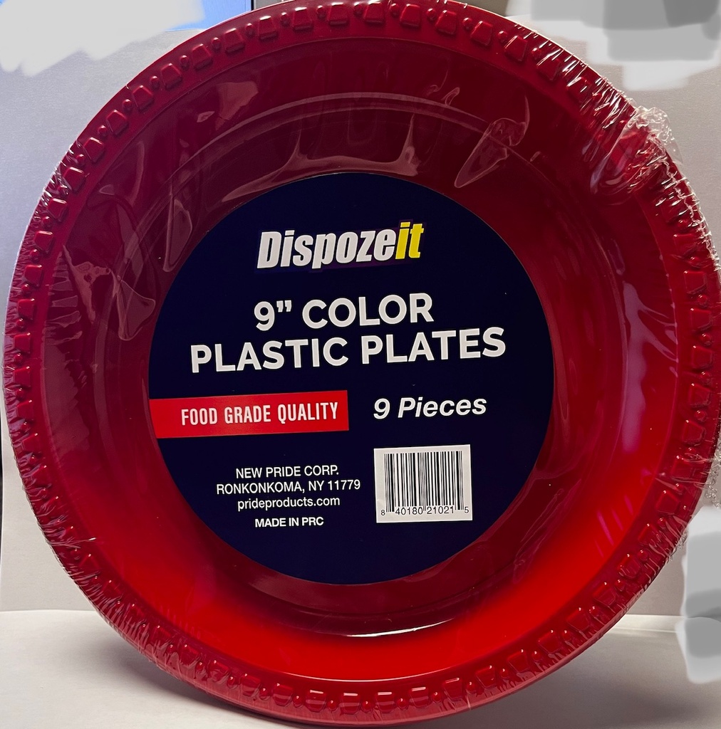 DISPOZEIT PLASTIC PLATE 9 IN 9 CT 17.5 G RED