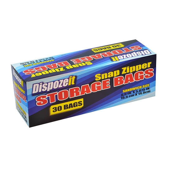 DISPOZEIT SANDWICH BAG 30 CT SNAP CLOSURE