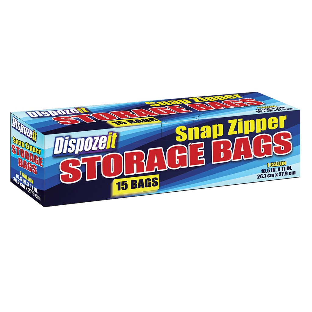 DISPOZEIT STORAGE BAG 1 GL 15 CT SNAP CLOSURE