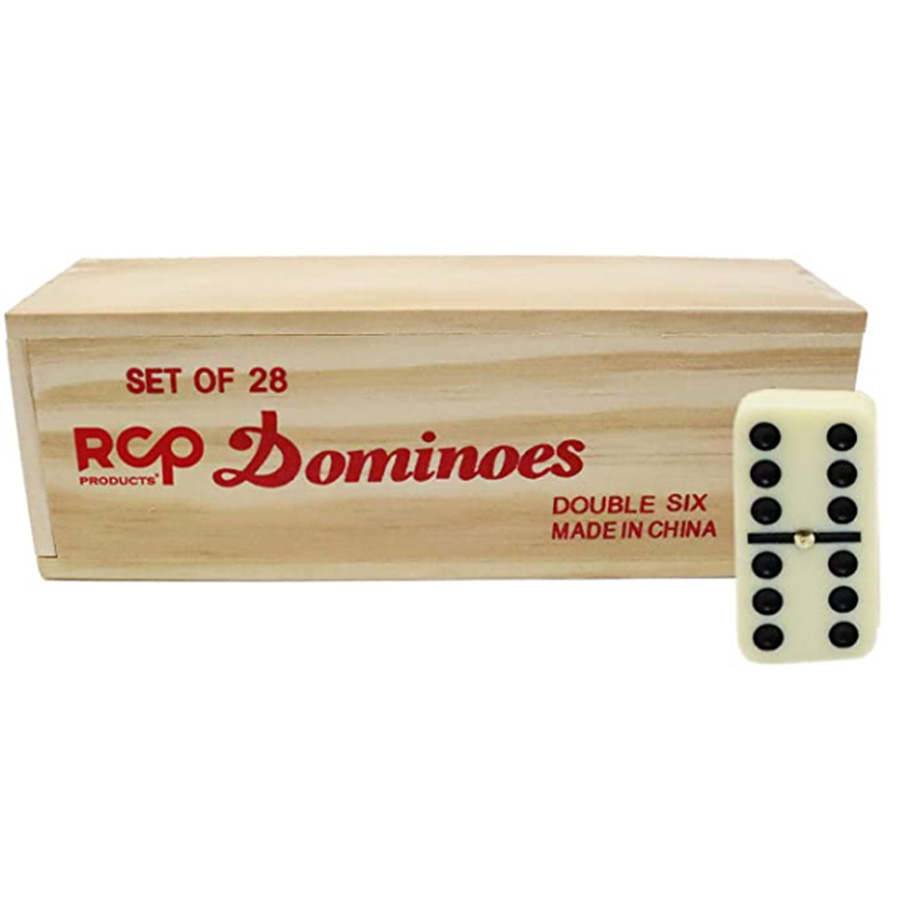 DOMINOES 28 PC DOUBLE SIX WOODEN BOX