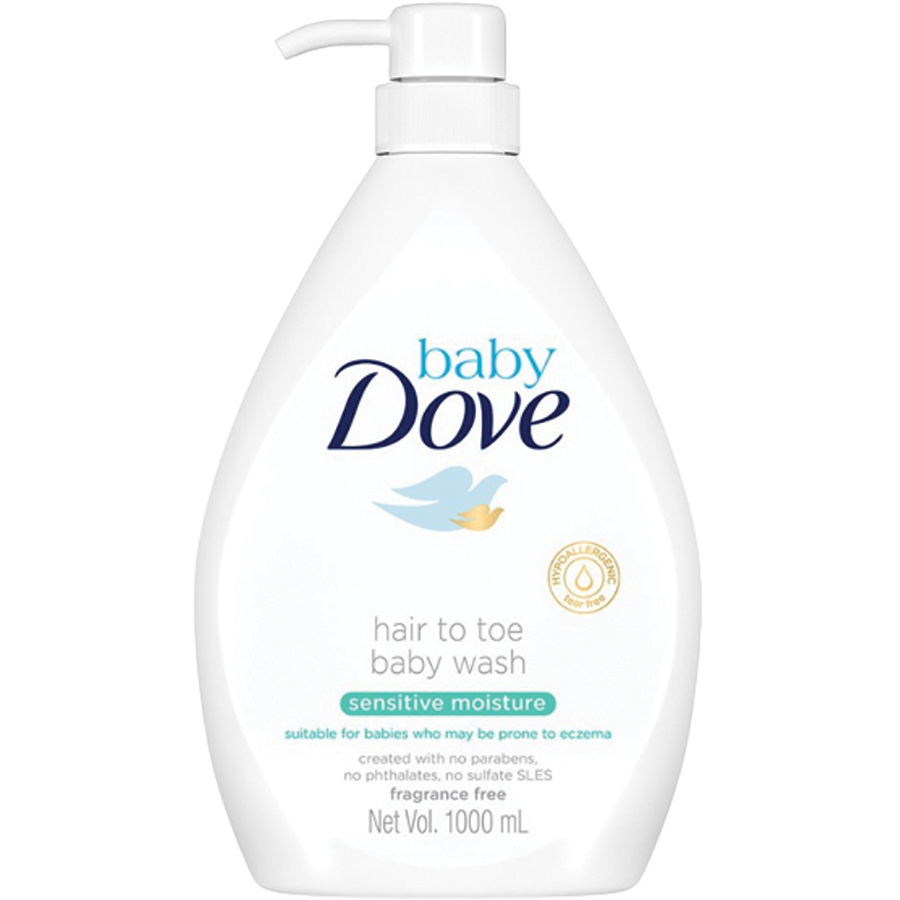 DOVE BABY WASH 33.8 OZ / 1 L HAIR TO TOE SENSITIVE