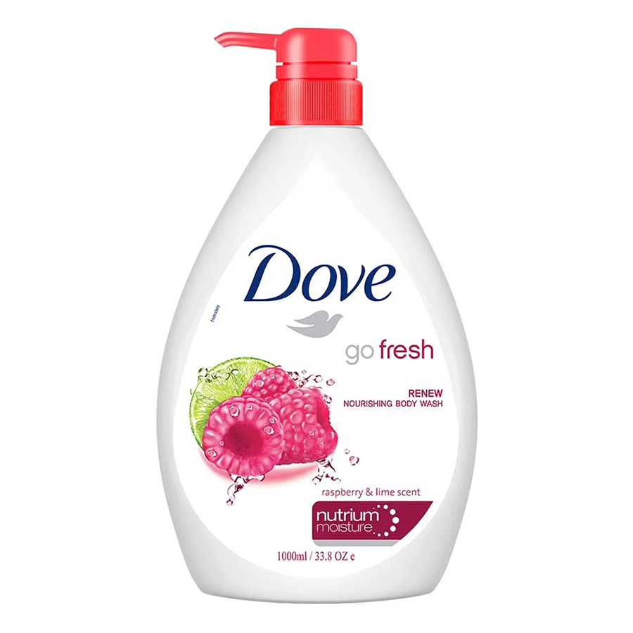 DOVE BODY WASH 33.8 OZ / 1 L RENEW RASBERRY & LIME WITH PUMP