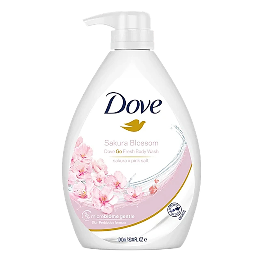 DOVE BODY WASH 33.8 OZ / 1 L SAKURA BLOSSOM & PINK SALT WITH PUMP