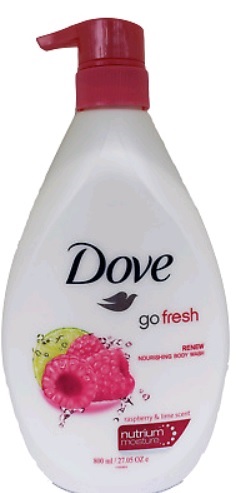 DOVE BODY WASH 800 ML / 27.05 OZ RENEW GO FRESH (RASBERRY & LIME) WITH PUMP