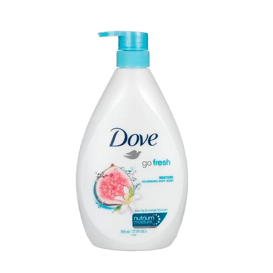 DOVE BODY WASH 800 ML / 27.05 OZ RESTORE (BLUE GIG & ORANGE BLOSSOM) WITH PUMP