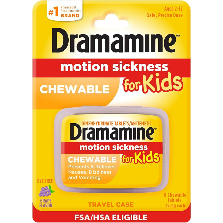 DRAMAMINE CHILDREN'S CHEWABLES TAB 8 CT TRAVEL CASE DISPLAY BOX
