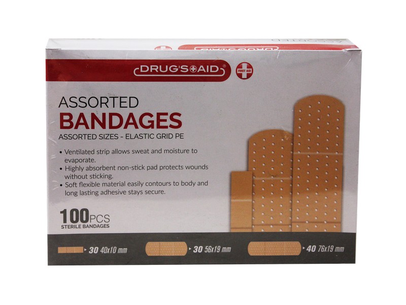 DRUGS AID BANDAGES 100 CT ASSORTED