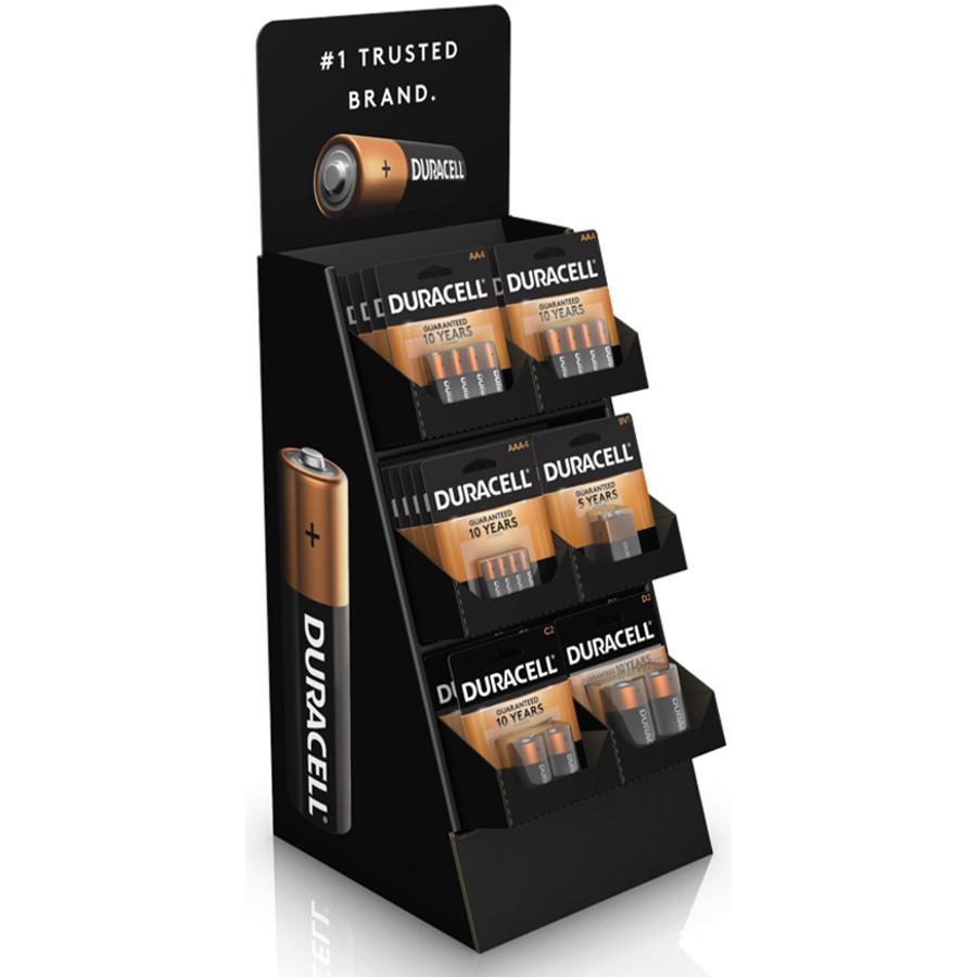 DURACELL BATTERIES 36 CT ALKALINE MIX COUNTER DISPLAY (14 CB AA4, 9 CB AAA4, 6 CB 9V, 4 CB C2, 3CB D2)