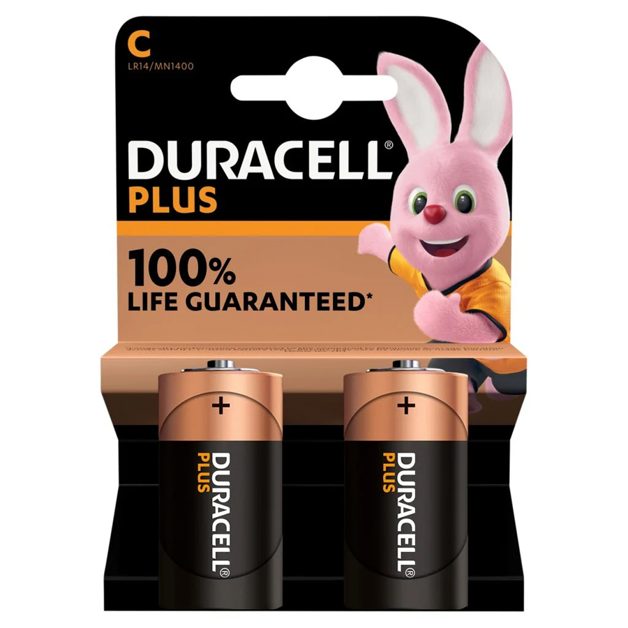 DURACELL BATTERIES C 2 PK PLUS