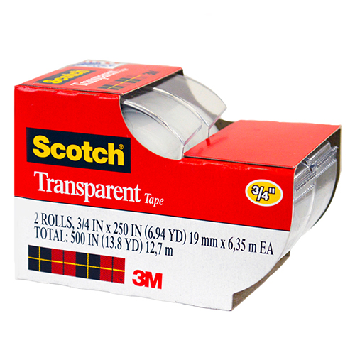 3M SCOTCH TRANSPARANT TAPE 3 / 4 X 250 IN 2 ROLLS FLOOR DISPLAY