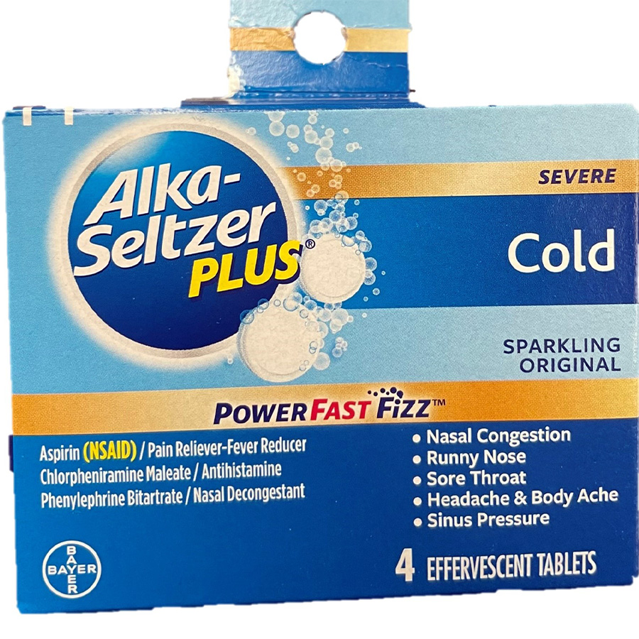 ALKA SELTZER PLUS SEVERE COLD 4 CT ORIGINAL POWER FAST FIZZ