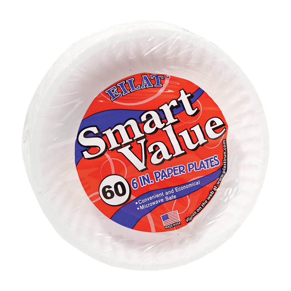 EILAT PAPER PLATE 6 IN 60 CT MICROWAVE SAFE SMART VALUE